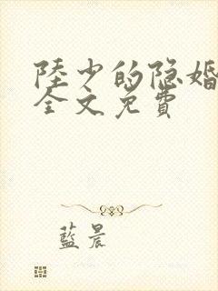 陆少的隐婚罪妻全文免费