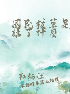 国民校草是女生讲了什么