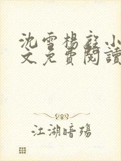 沈雪杨毅小说全文免费阅读