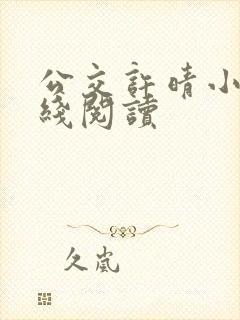 公交许晴小说在线阅读