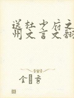送杜少府之任蜀州文言文翻译