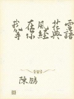 我在风花雪月里等你经典语录