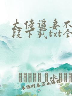 大佬追妻不择手段下载txt全集