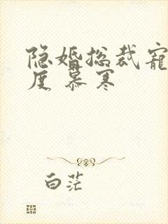 隐婚总裁宠妻无度 慕寒