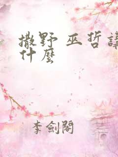 撒野 巫哲讲的什么