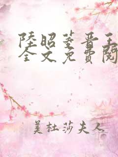 陆昭菱晋王小说全文免费阅读