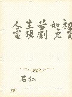 人生若如初见 电视剧 免费