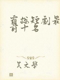 霸总短剧最热榜前十名