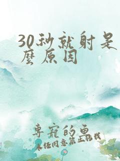 30秒就射是什么原因