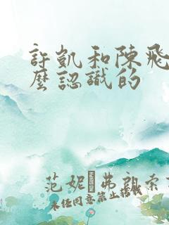 许凯和陈飞宇怎么认识的