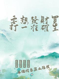 要想发财买三六打一准确生肖