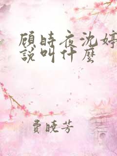 顾时夜沈婷晚小说叫什么