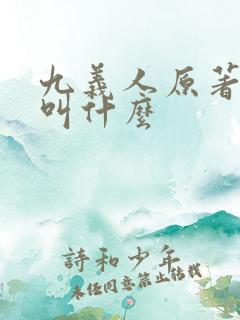九义人原著小说叫什么