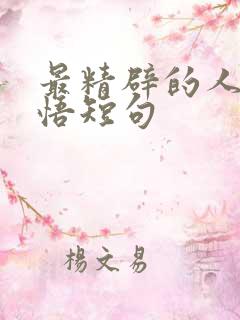最精辟的人生感悟短句