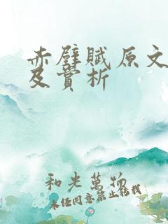 赤壁赋原文翻译及赏析