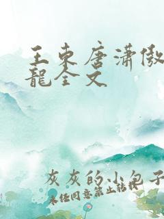 王东唐潇傲世潜龙全文