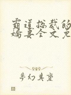 霸道总裁的独宠娇妻全文免费