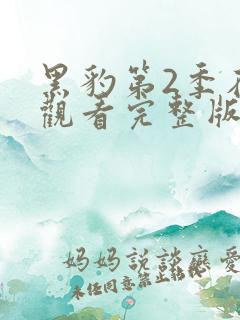 黑豹第2季在线观看完整版免费高清