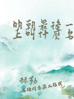 明朝最后一个皇上叫什么名