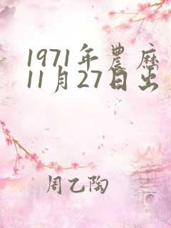 1971年农历11月27日出生八字 1971年农历11月27日出生八字