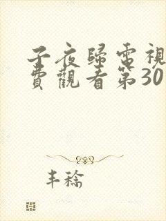 子夜归电视剧免费观看第30集