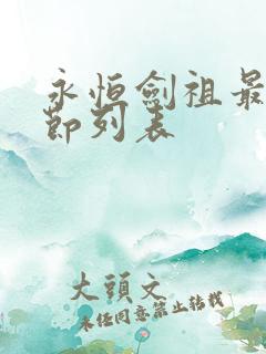 永恒剑祖最新章节列表