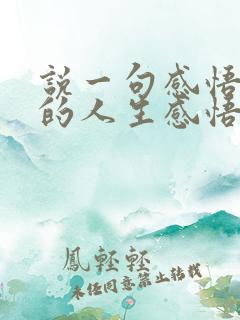 说一句感悟很深的人生感悟