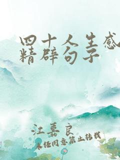 四十人生感悟的精辟句子
