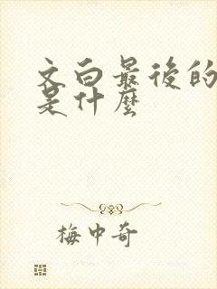 文白最后的结局是什么