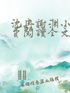 沈冉谢渊小说免费阅读全文最新章节更新