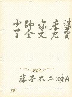 少帅你老婆又跑了全文免费阅读你