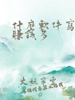 什么软件写小说赚钱多