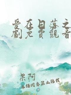 爱在日落之前短剧免费观看高清