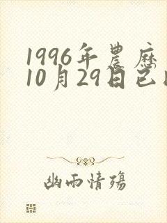 1996年农历10月29日已时生辰八字