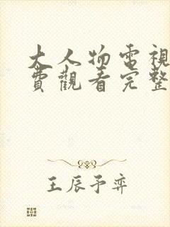 大人物电视剧免费观看完整版高清