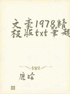 文豪1978精校版txt笔趣阁