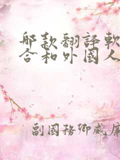 哪款翻译软件适合和外国人聊天