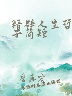精辟人生哲理句子简短