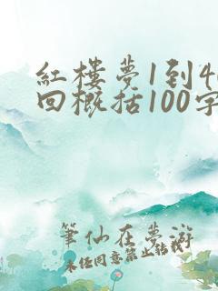 红楼梦1到40回概括100字