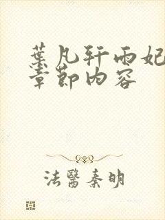 叶凡轩雨妃最新章节内容