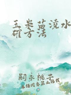 玉米苗浇水的正确方法