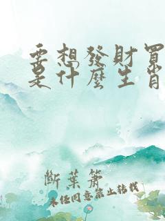 要想发财买三六是什么生肖