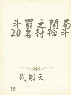 斗罗之开局我有20名封号斗罗