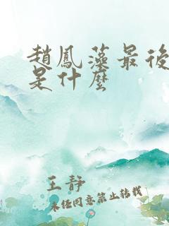 赵凤藻最后结局是什么