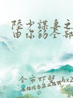 陆少谋妻之婚不由你的全部小说