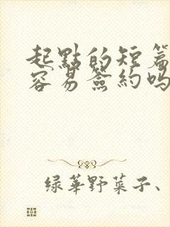 起点的短篇小说容易签约吗 起点的短篇小说容易签约吗