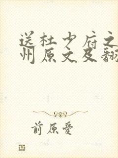 送杜少府之任蜀州原文及翻译赏析