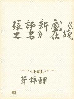 张译新剧《以法之名》在线播放电视台