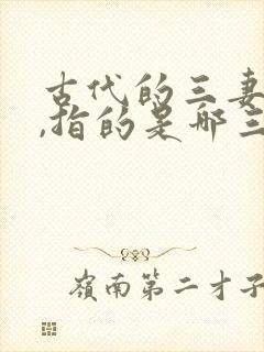 古代的三妻四妾,指的是哪三妻哪四妾
