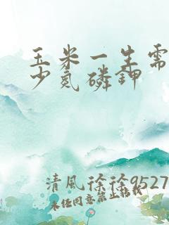 玉米一生需要多少氮磷钾